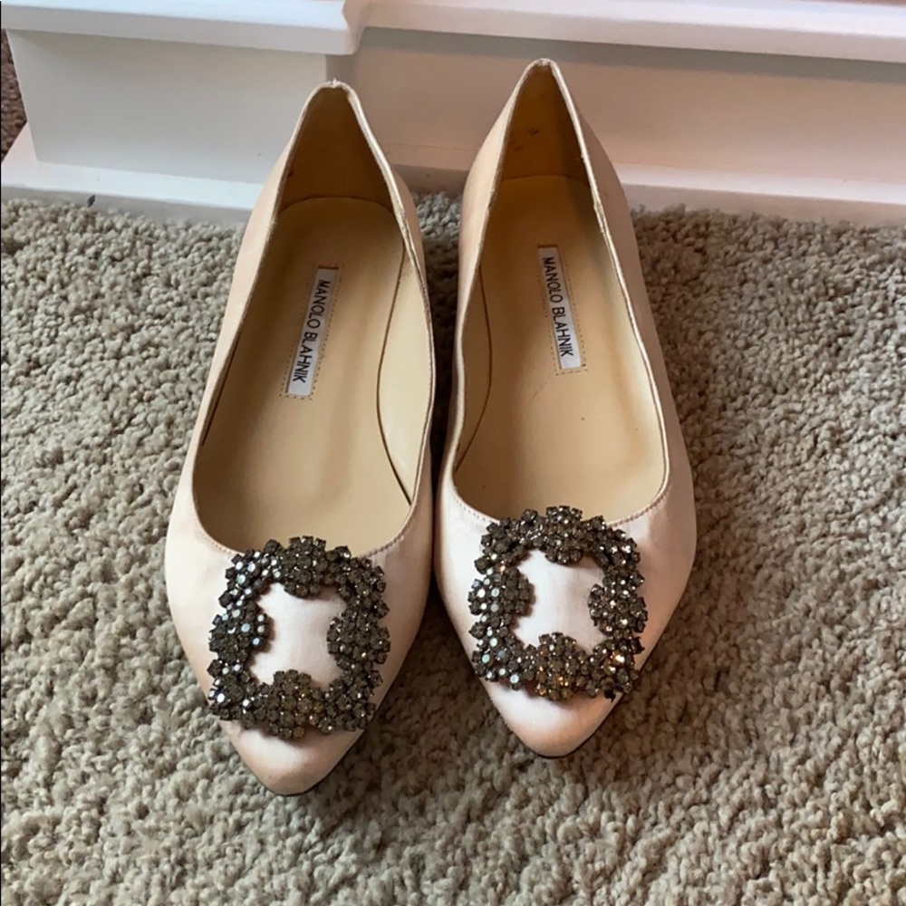 Manolo Blahnik satin hangisi flats size 38